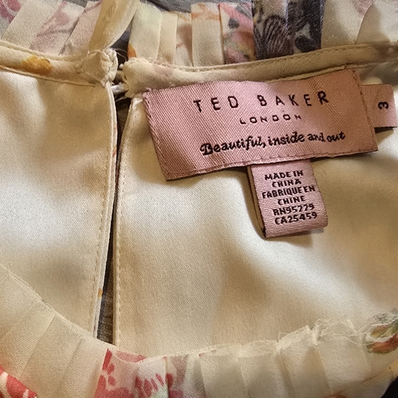 TED BAKER London Cream Attavia Summer Bloom Print Maxi, Size 3 - Picture 10 of 16